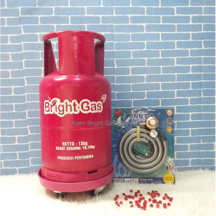 PAKET BRIGHT GAS 12 KG PINK PLUS ISI + REGULATOR + TATAKAN