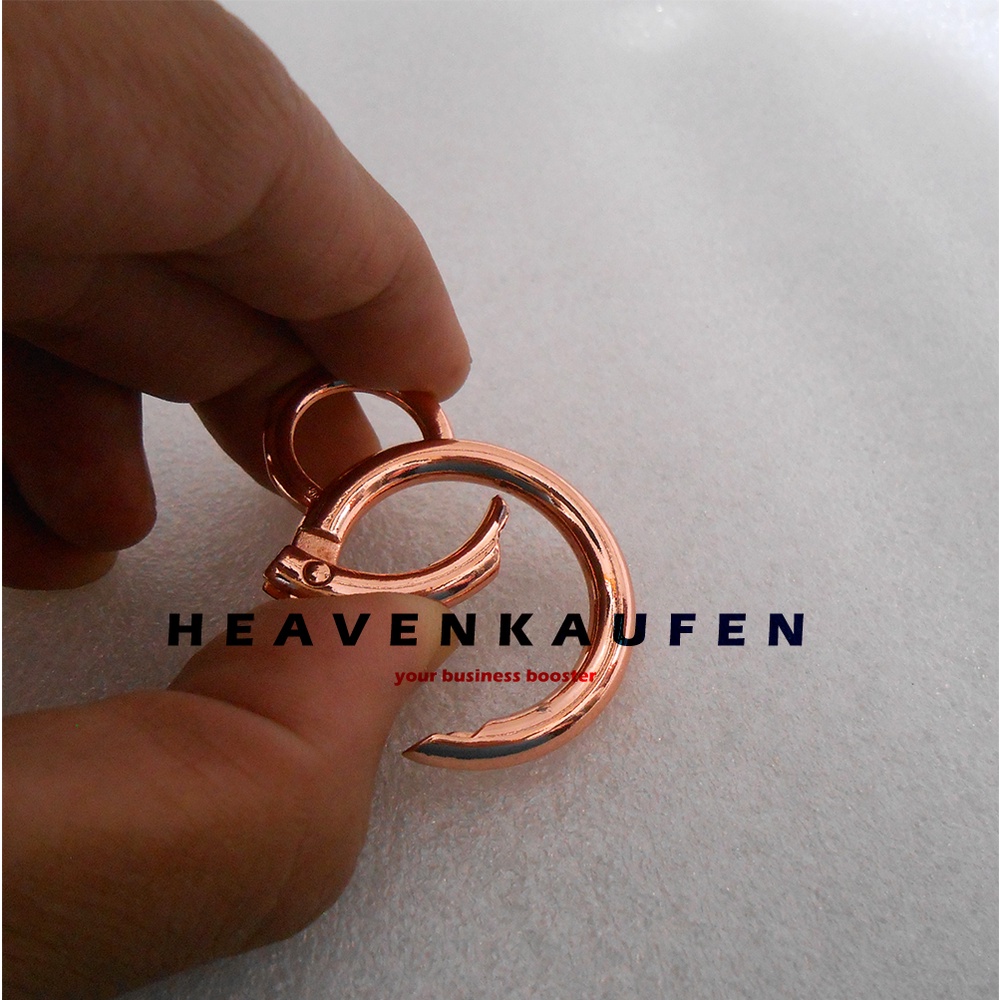 Ring Bulat Tas Model Kuping Bisa Dibuka - Tutup Warna Rose Gold Kemerahan Diameter Lubang 2,5 cm Tebal 4,5 mm