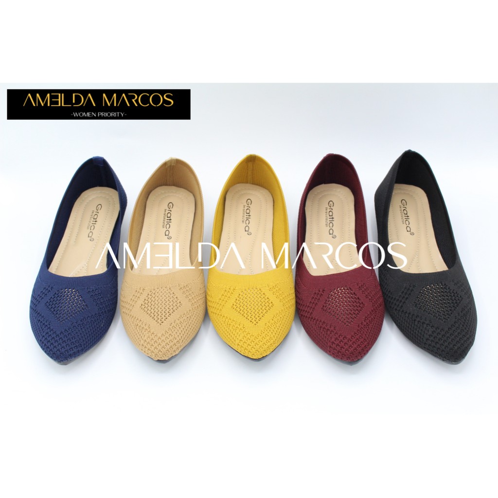 Gratica Sepatu Wanita Flat Shoes Rajut Lancip AW 92