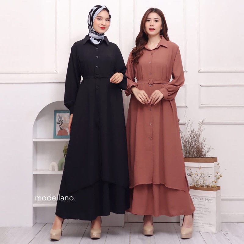 ONE SET ROK HANUM STELAN ROK CRINKLE JUMBO XXL FREE BELT SETROK MURAH GROSIR LONG TUNIK POLOS