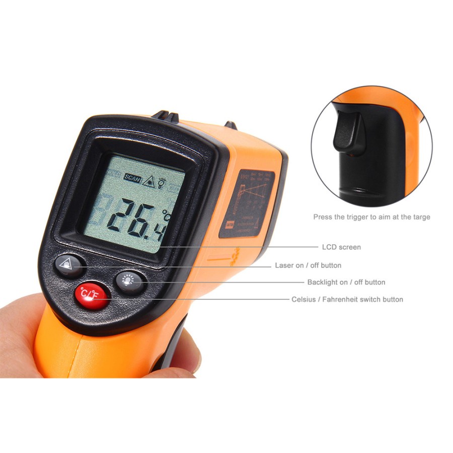 Thermometer Infrared Benetech GM320 Termometer Tembak Digital Thermogun Alat Ukur Suhu