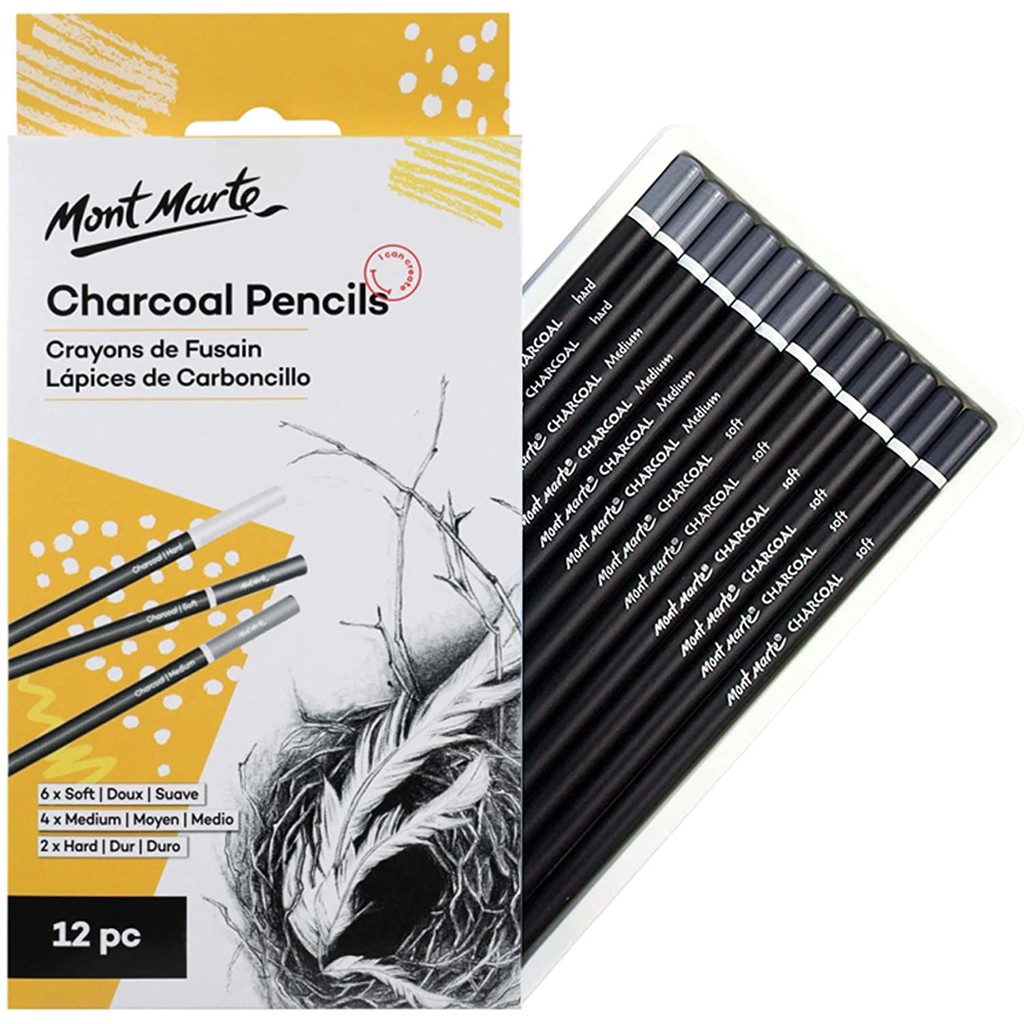 Mont Marte - 12 Charcoal Pencils Set