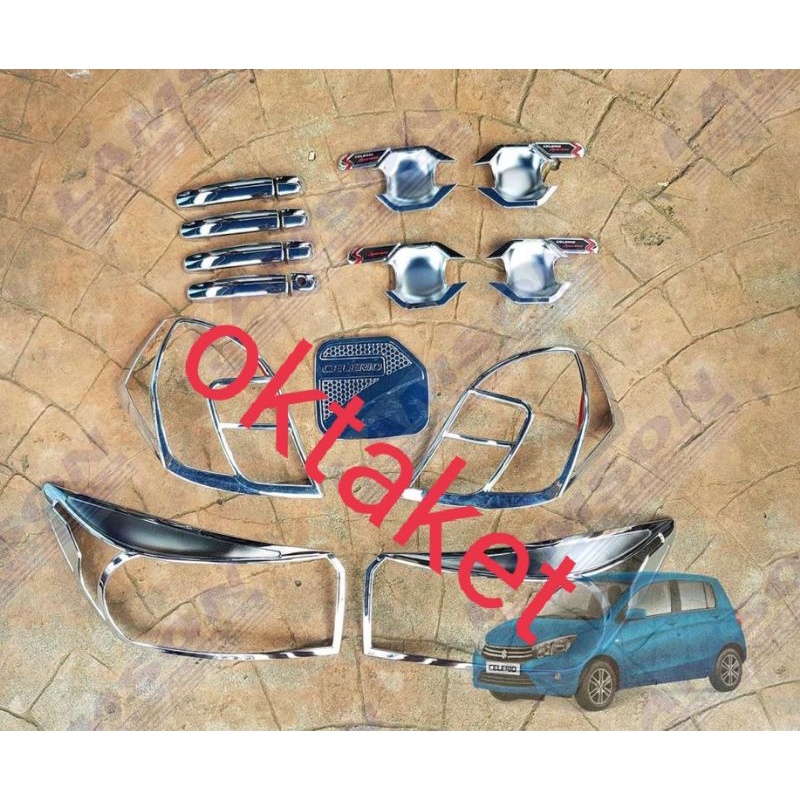 paket lengkap garnish outer handle tank cover Celerio hitam chrome