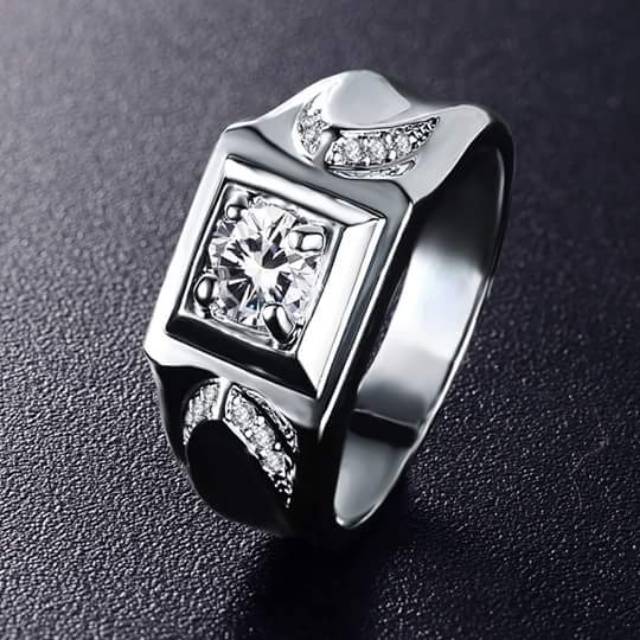 Cincin Pria Emas Putih Berlian Banjar