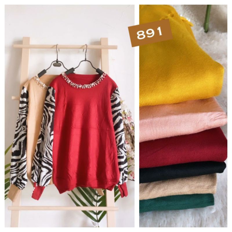 Baju Atasan Rajut Dewasa Import Bangkok Motif Zebra