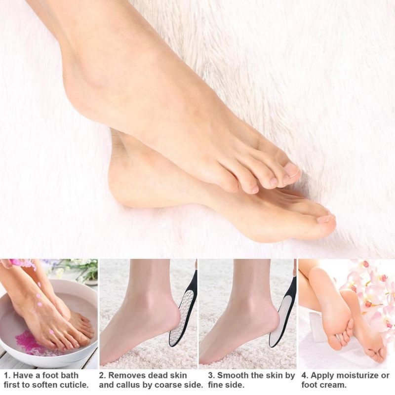 Stainless Sikat Kaki Pedicure 2 Sisi Alat Penghalus Tumit Kaki Callus Remover Plat Pedicure