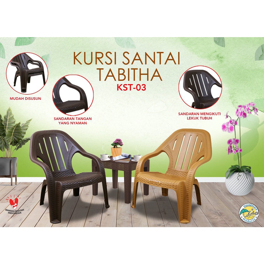 KURSI ROTAN KURSI SANTAI ROTAN ANYAMAN TABITHA KURSI SANTAI KURSI TAMAN