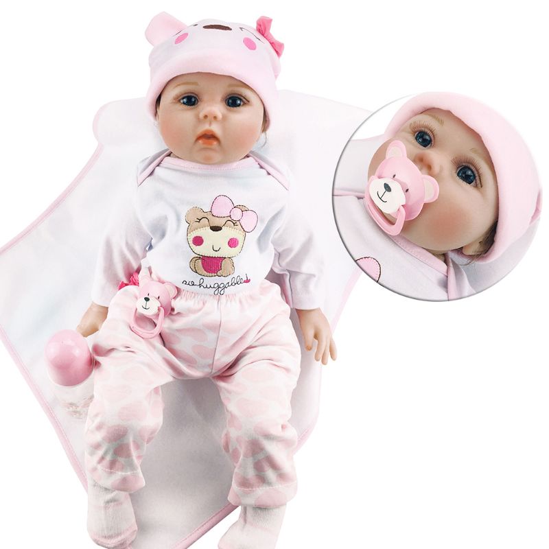 Zzz 55cm Realistis Reborn Untuk Boneka Silikon Lembut Balita Bayi Perempuan Dot Manusia Hidup Buatan Tangan Hadiah Natal