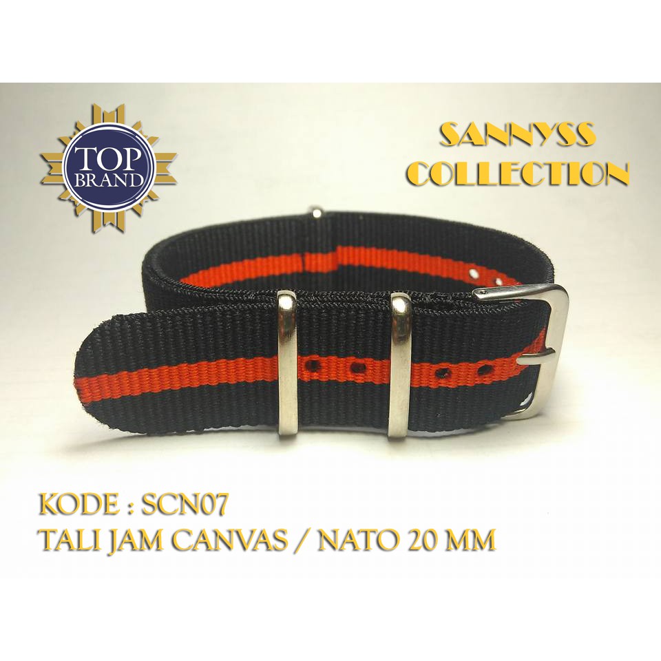 STRAP TALI JAM NATO - STRAP DW - STRAP NATO CANVAS 20 MM HITAM - ORANGE
