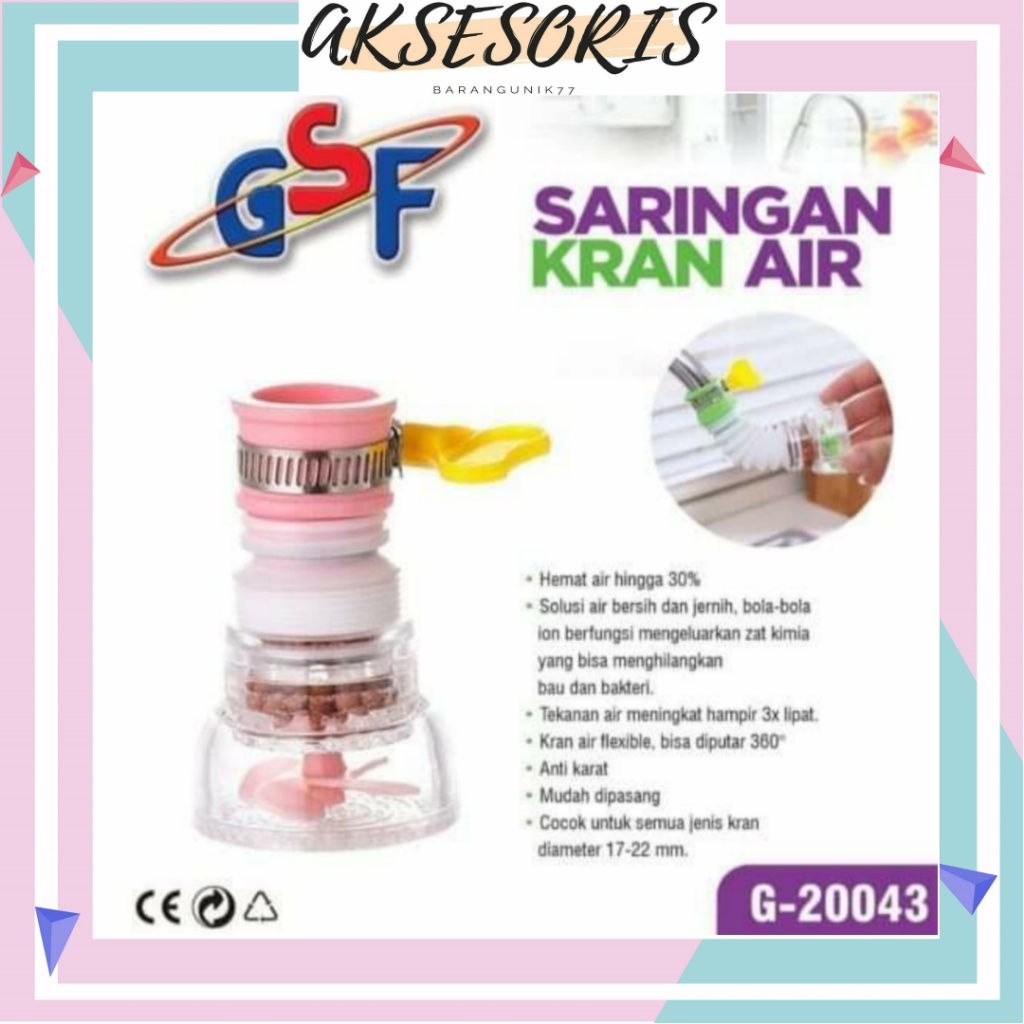 SARINGAN KRAN AIR GSF / SAMBUNGAN KERAN AIR DENGAN FILTER KLEM KEPALA KERAN WASTAFEL / SARINGAN KRAN AIR GSF 20043 / GSF G20043 / GSF G-20043