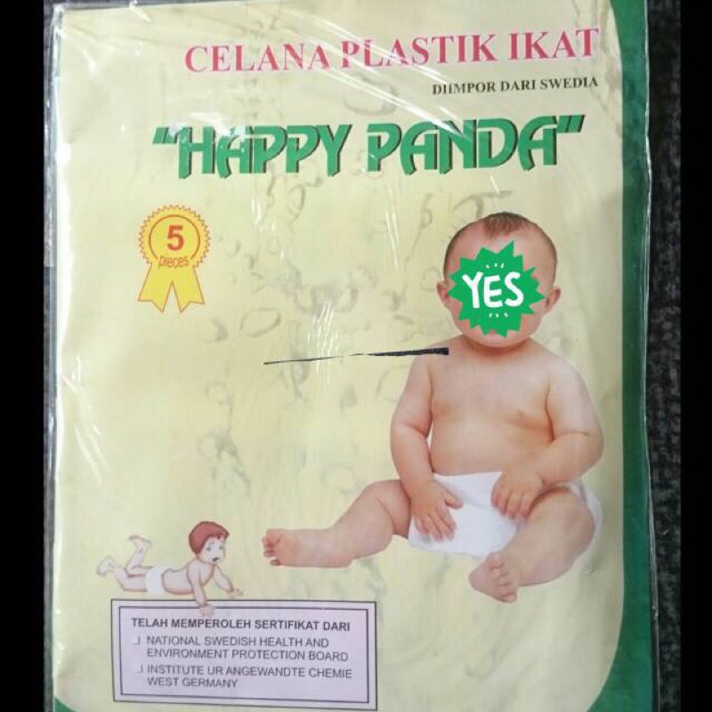 Popok Pelastik Bayi Happy Panda 1pack(berisi 5pcs) POPOK BAYI SEKALI PAKAI 100% AMAN (SNI) TERMURAH