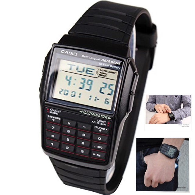 Jam Tangan Pria Digital Casio DBC-32-1ADF Original Black Kalkulator Calculator