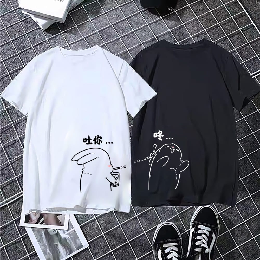 MYSTIQUE.ID-BAJU KAOS COUPLE BUNNY T-SHIRT LUCU DAN AESTHETIC