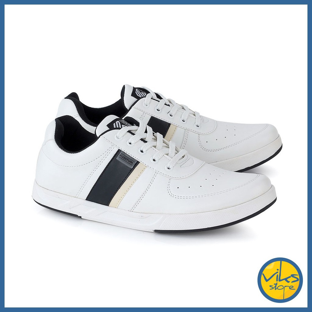 Sepatu Sneakers Putih Pria Cowok Tali Casual Distro Kuzatura Original Suede Lokal Premium Elegan Sepatu Santai