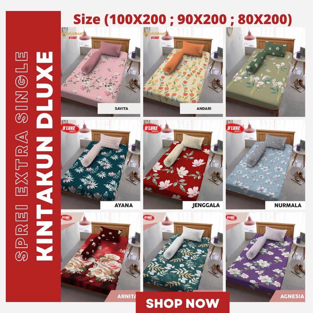 Sprei Kintakun Single Bed 90x200 100x200 80x200 Seprei Motif Bunga Terlaris