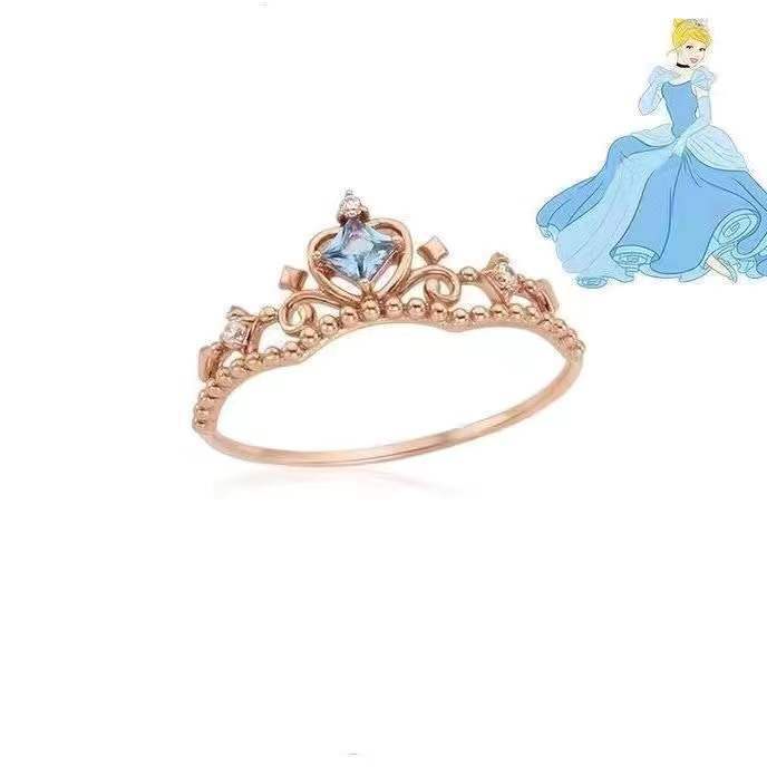 Cincin Disney Princess Crown Rings Adjustable Import