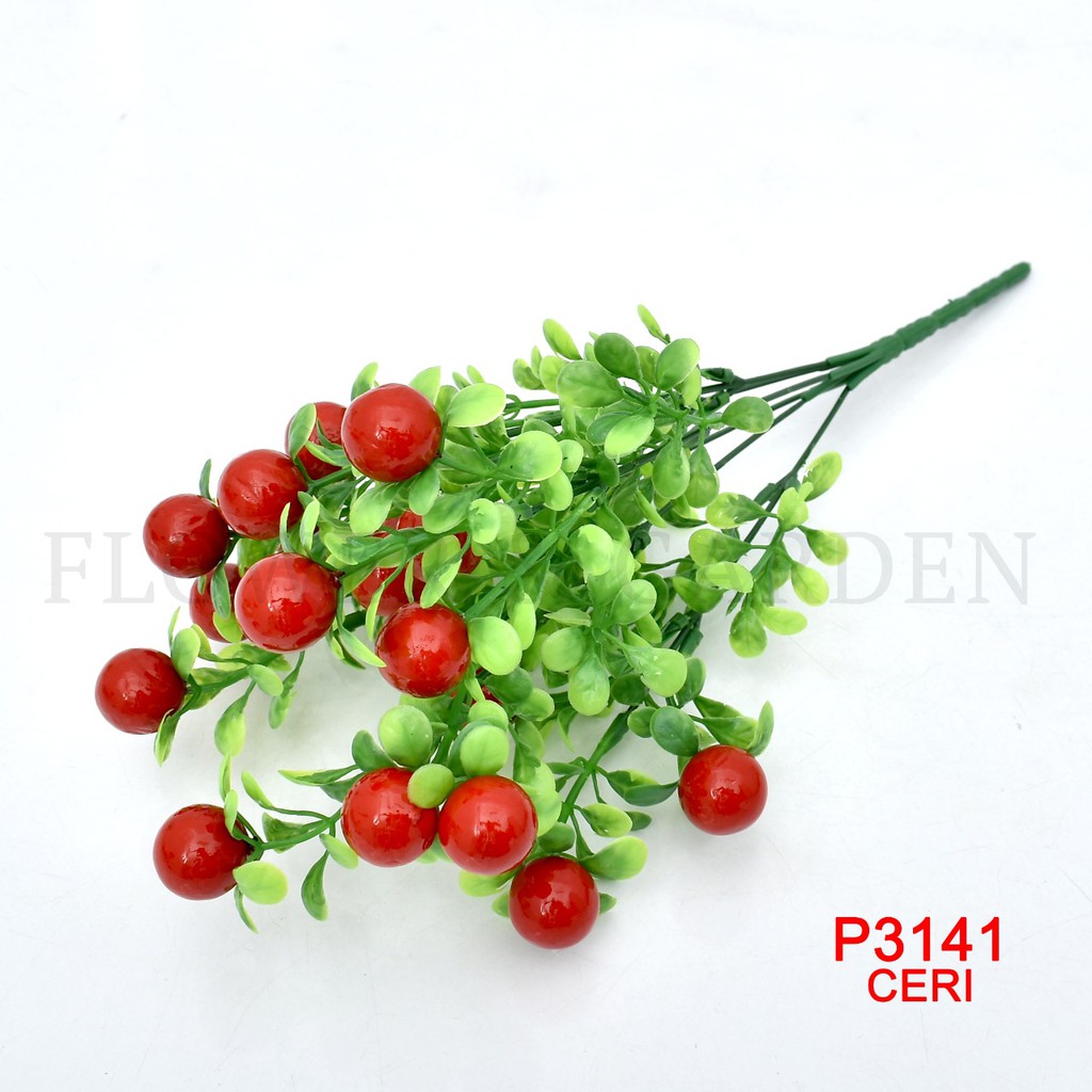 COD/TIB BUAH BUAHAN BUNGA TANGKAI PLASTIK BUNGA ARTIFISIAL BUNGA HIASAN P3141-CERI