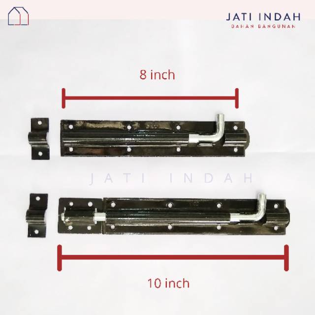 Grendel Pintu Panjang Vico Plat Tebal Hitam 8 10 inch