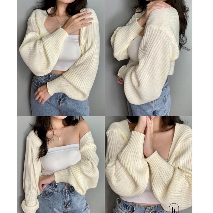PREMIUM Liam Oversize Crop Balero cardy Cardigan Crop Rajut Wanita 7 get tebal