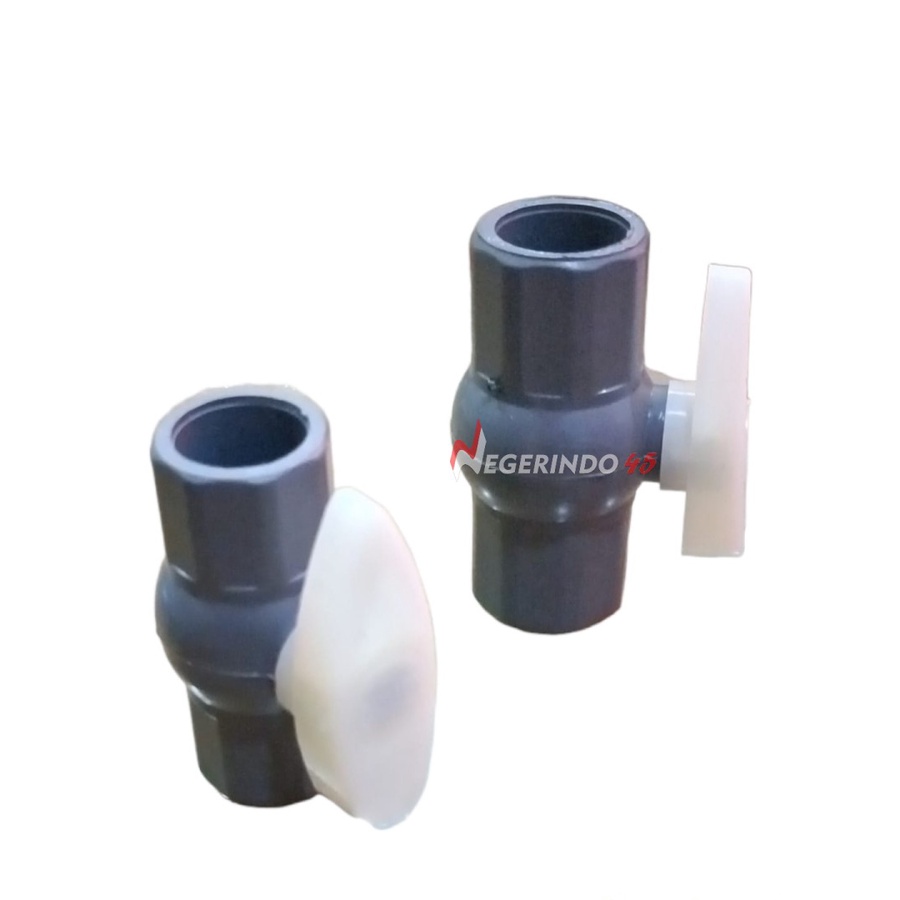 STOP KRAN AIR TEBAL POLOS 1/2&quot; 3/4&quot; BALL VALVE PVC GAGANG PUTIH