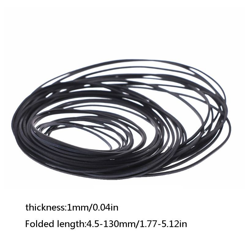 CRE  50Pcs/bag 1mm Universal Mix Cassette Tape Machine Belts Assorted Common Flat Rubber Belt 45-130mm for Recorders Walkman