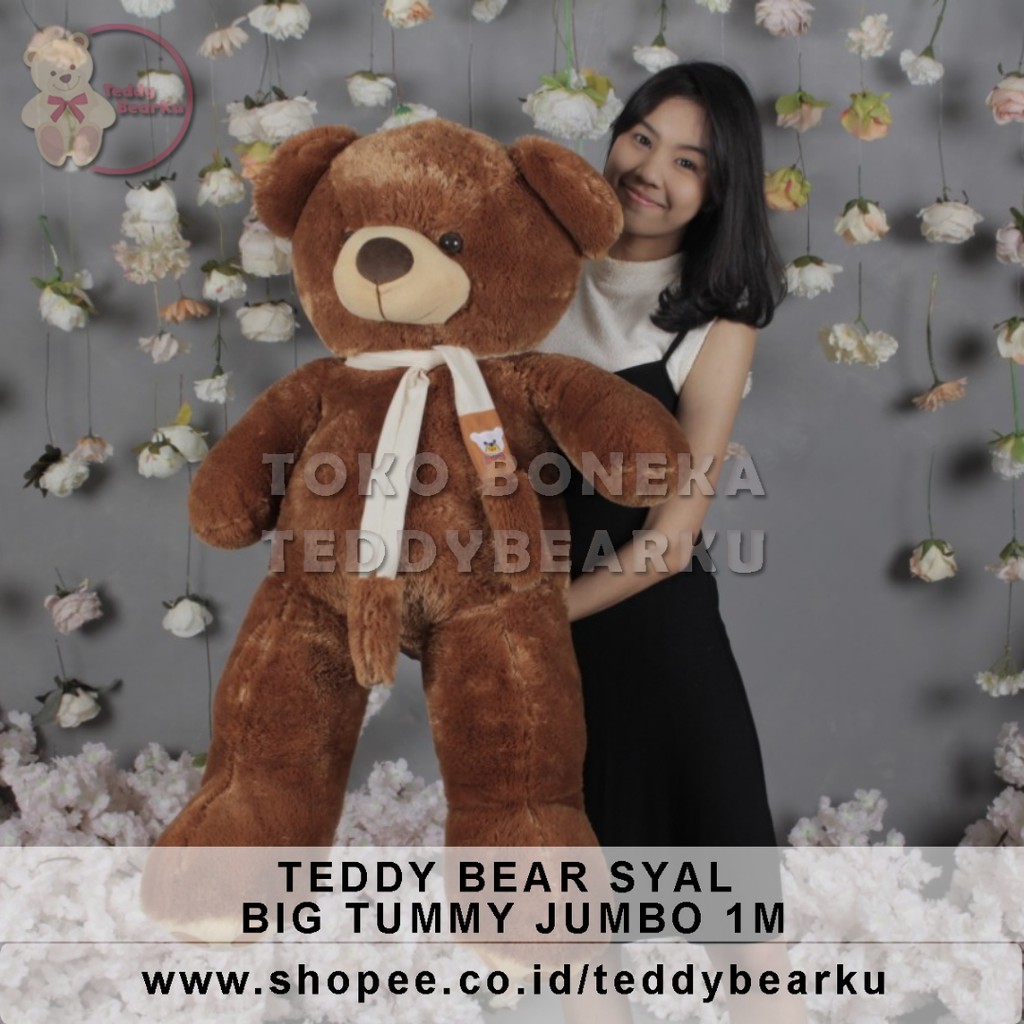 TERMURAH! BONEKA BERUANG TEDDY BEAR BIG TUMMY SYAL JUMBO 1 METER LUCU SUPER BESAR