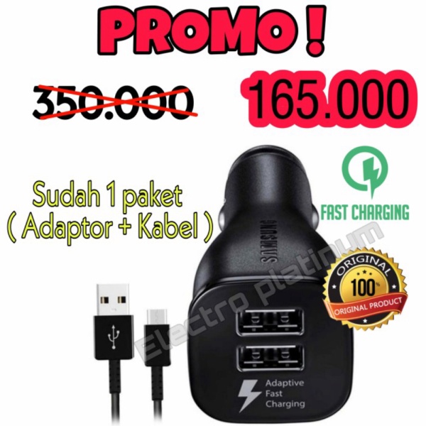 Promo Charger Mobil Fast Charging Dual Port Micro USB Type c CAR Samsung Ori - Kabel type c Diskon