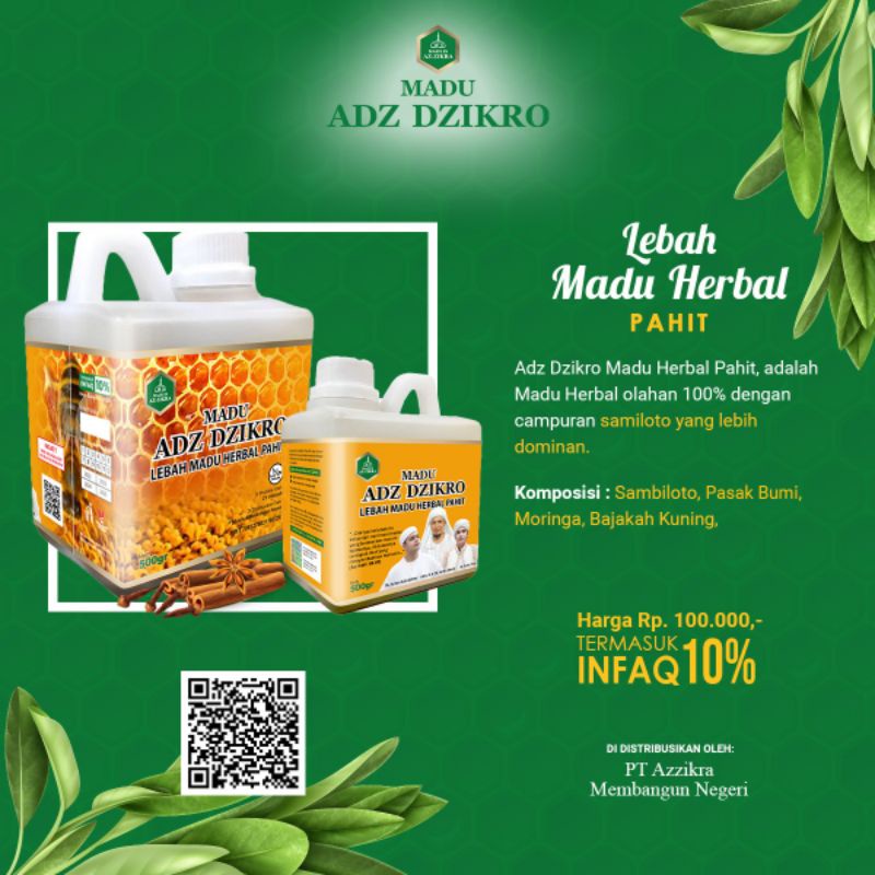 

Madu Adz Dzikro Lebah Herbal Pahit 500grm