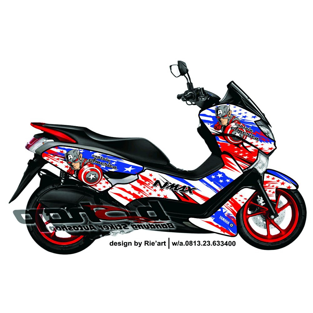 Nmax stiker sticker full body Captain America lis variasi motor yamaha Berkualitas