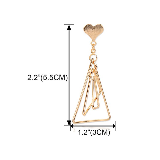 LRC Anting Tusuk Fashion Golden Alloy Love Geometric Hollow K60427