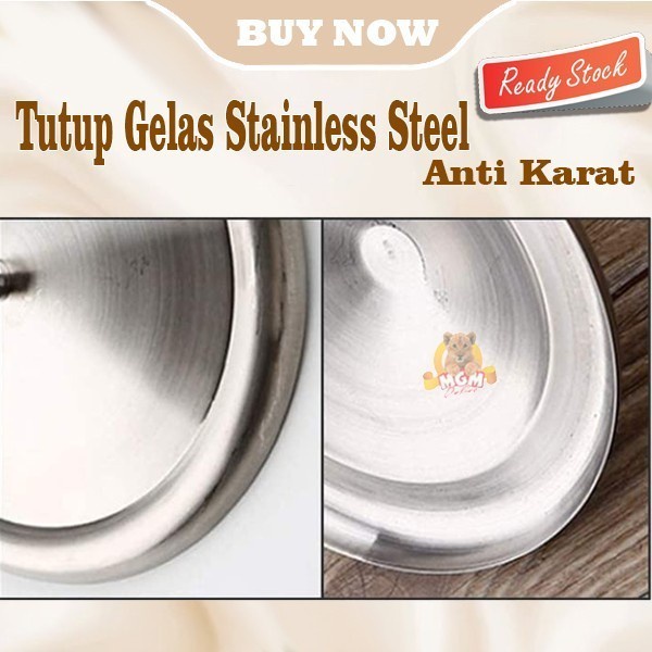 Tutup Gelas Stainless 8.5CM Anti Karat Mug Cover Stainless Steel