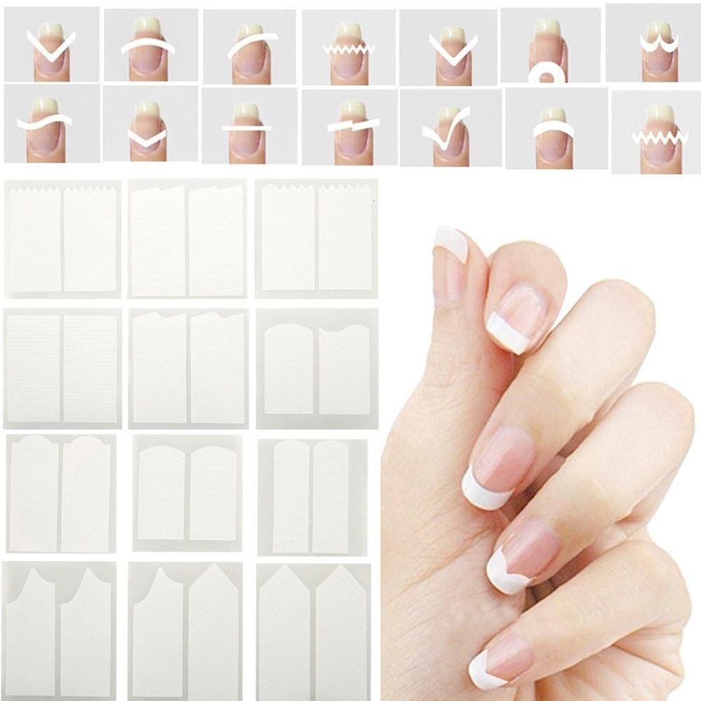 Mxbeauty Stiker Stensil Putih 15warna Berbeda Gaya Panduan Panduan Manicure