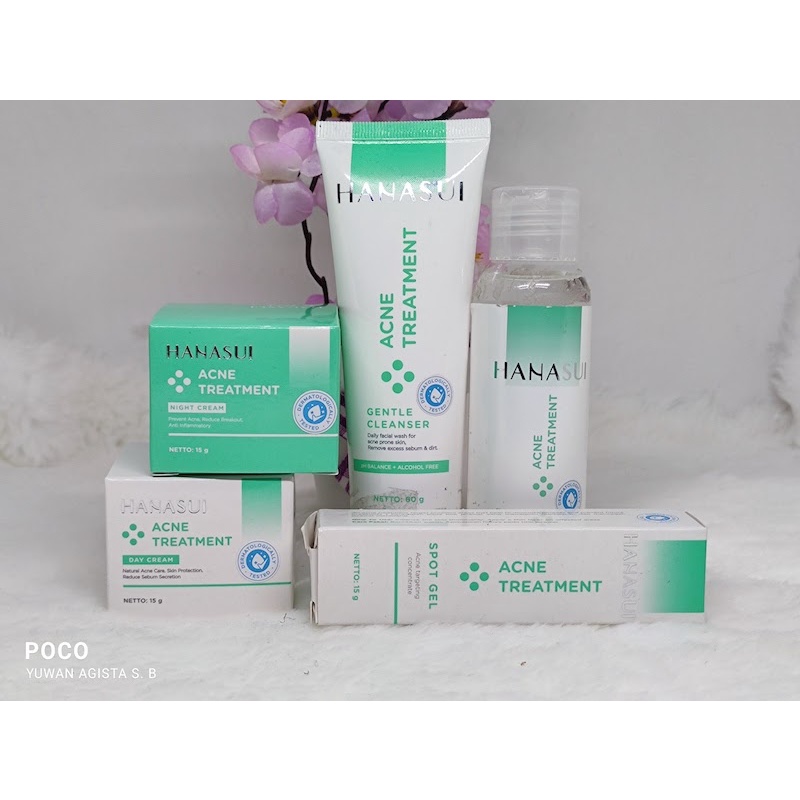 HANASUI ACNE TREATMENT/ PAKET ACNE HANASUI/ CREAM WAJAH HANASUI