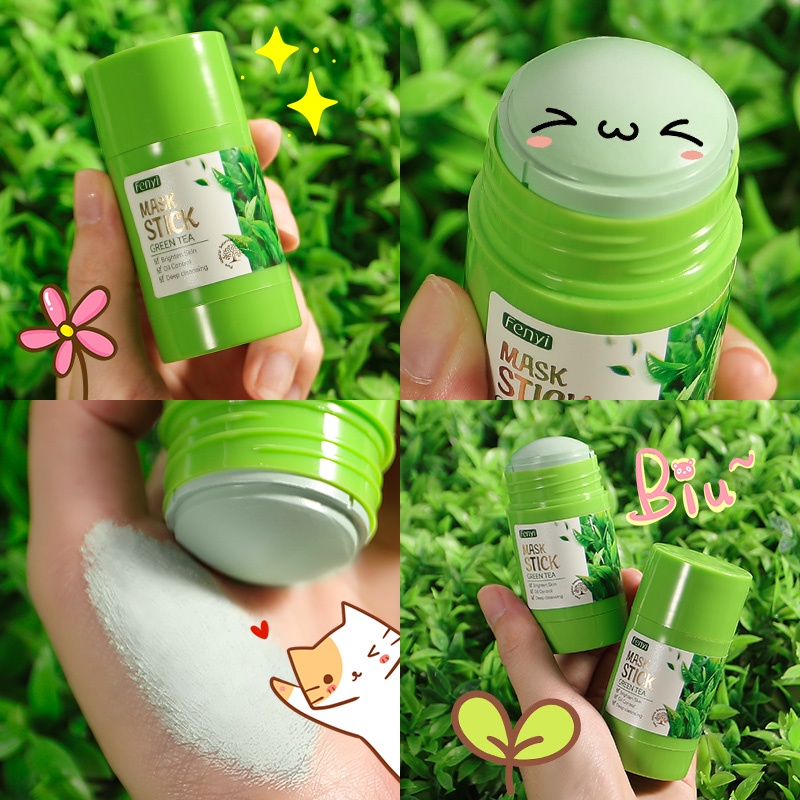 Fenyi Green Tea Mud Mask Stik KAOLIN Pembersih Komedo Penghilang Jerawat Mengontrol Minyak 40g