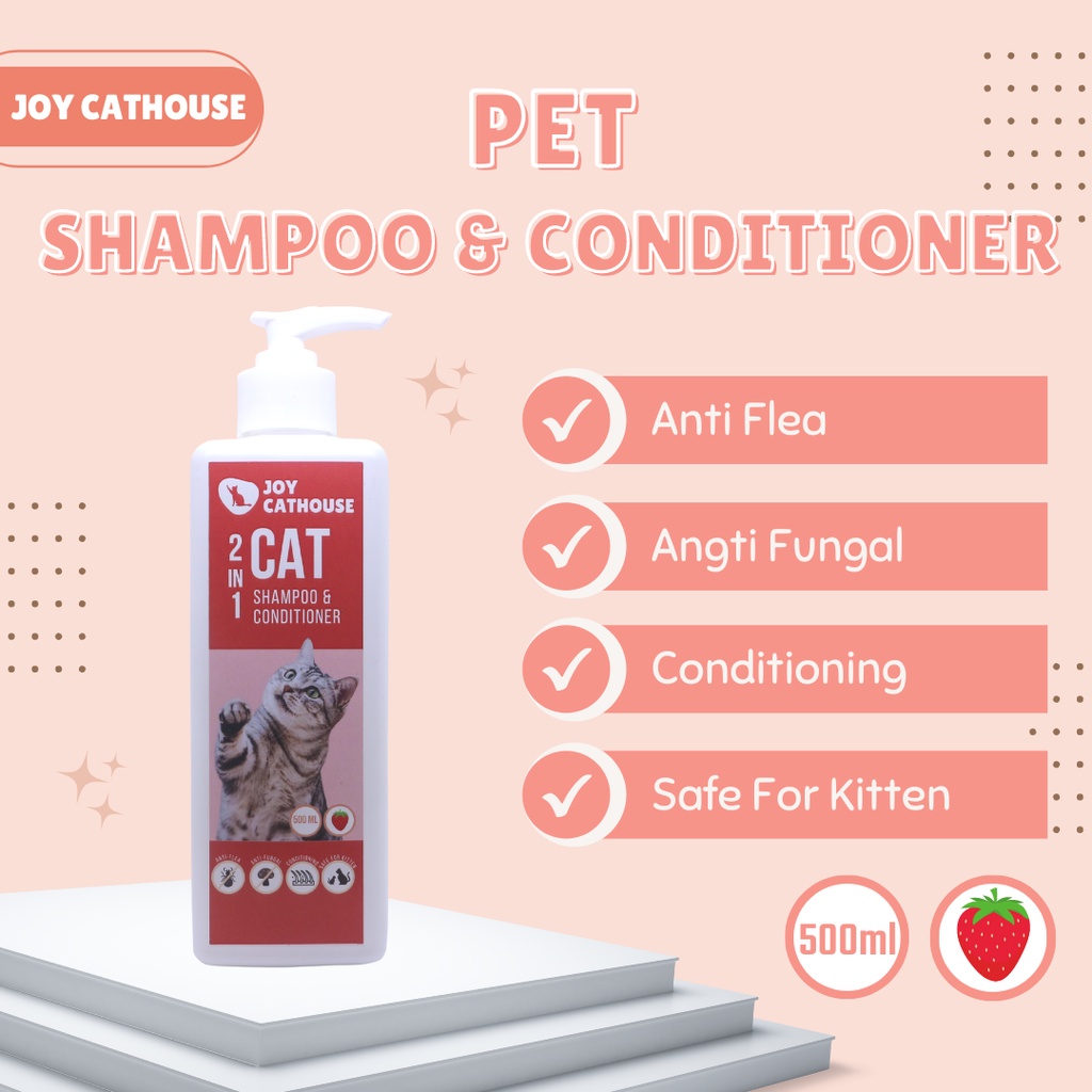 Shampo Joy Cathouse 500ml Sampo Anti Kutu Jamur Shampo Kucing, Anjing dan Hewan Berbulu Lainnya.