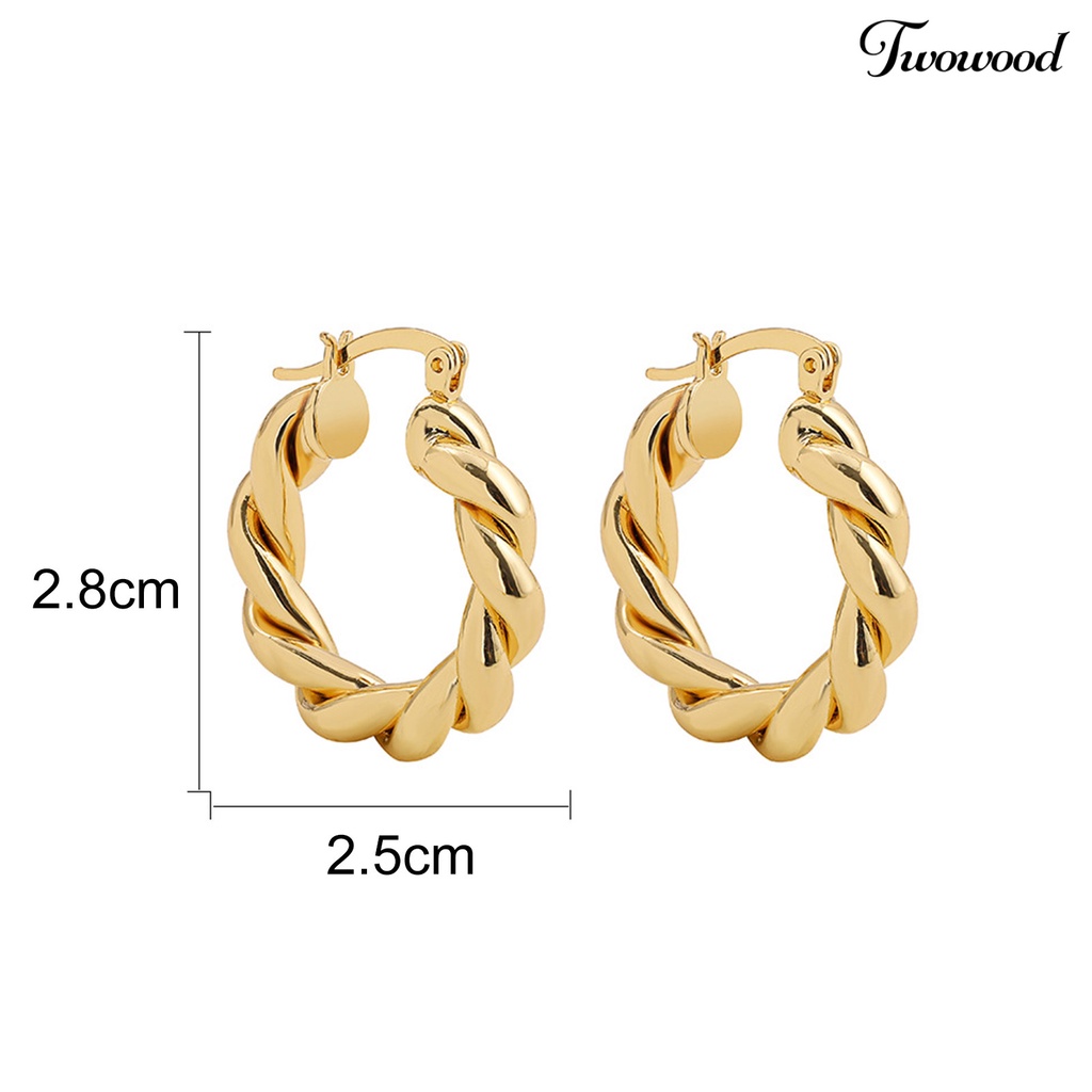 Twowood 1 Pair Hoop Earrings Thick Twisted Alloy Hypoallergenic Elegant Hoops Earrings Set for Women