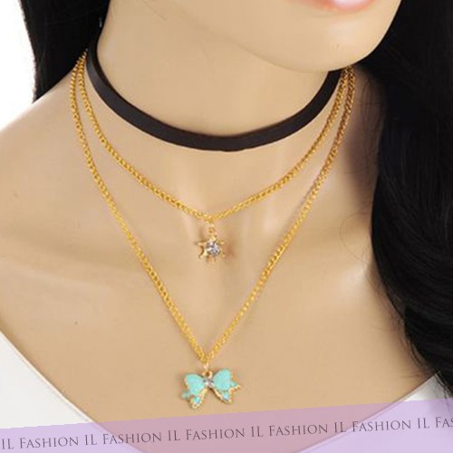 Kalung Hitam Emas Choker Keisya