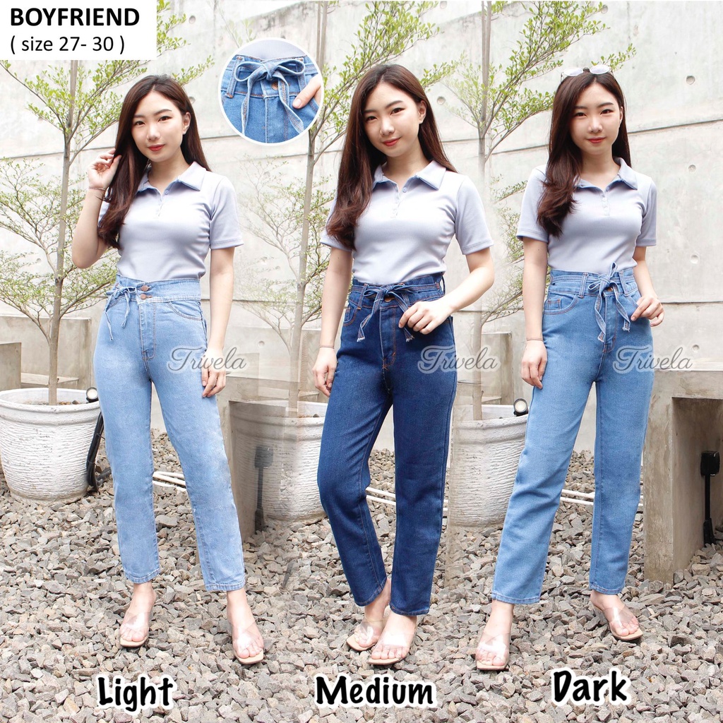 Boyfriend Jeans Ikat Pinggang / Jeans Boyfriend Tali Depan / Nala Boyfriend / Boyfriend Loose