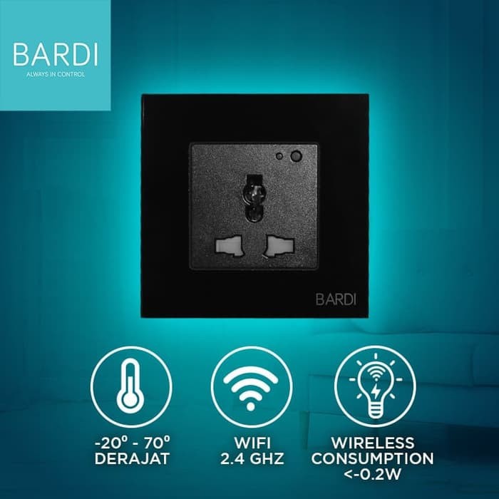 BARDI Smart Wall Socket Wifi UNI Black for Alexa Google Home Automation