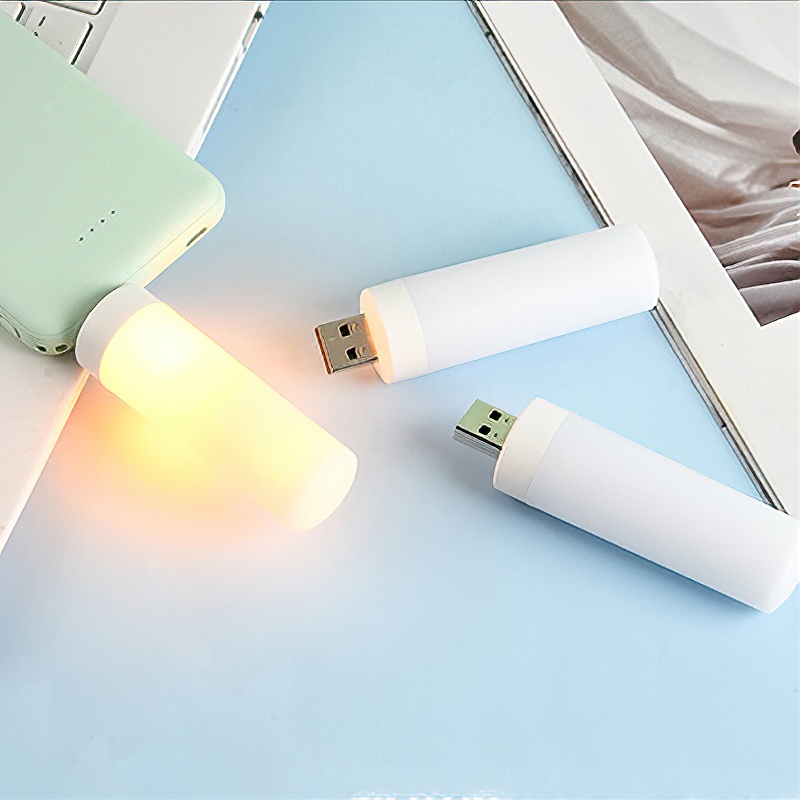 Lampu Malam Led Mini Portable Model Lidah Api Retro Dengan Power Charging Untuk Komputer