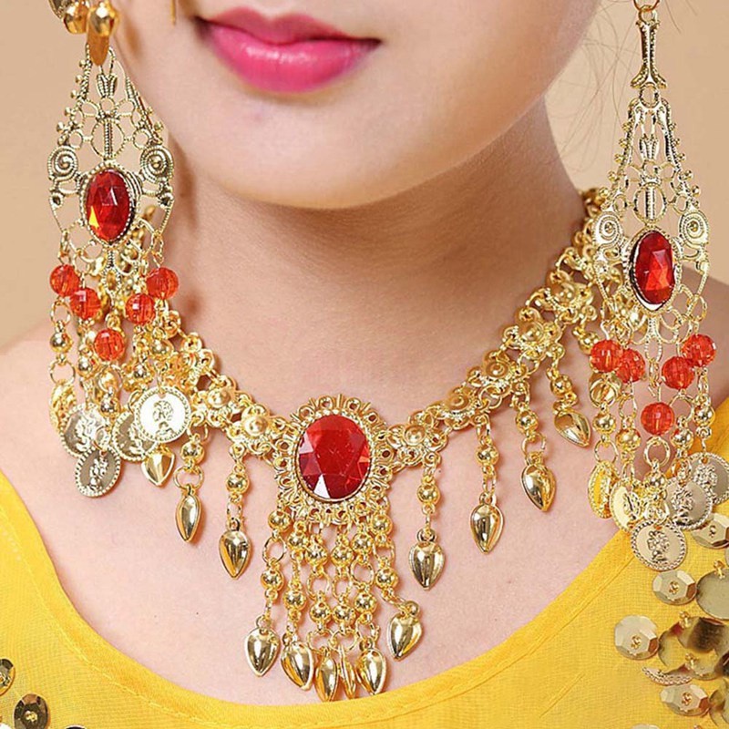 Indian Belly Dance Nose Rings And Studs Ear Chain Women Gold Earrings Nose Necklace Hoop Show Earing Body Jewellery