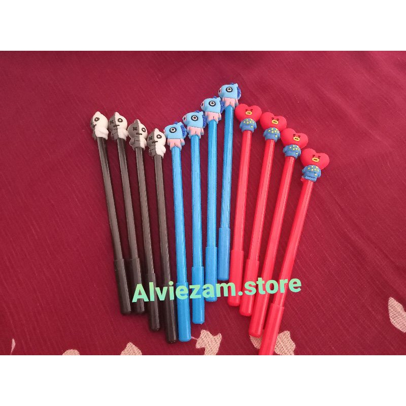 

Ready Stock kipas pen KPOP BTS BT21 Bangtan Boys ARMY Cartoon Black Ink Gel Pen