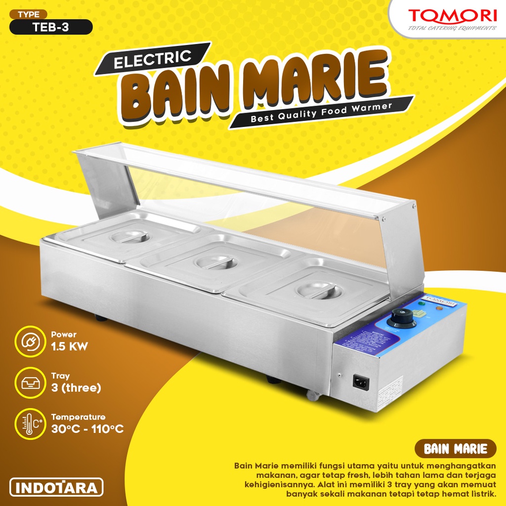 Penghangat Makanan Food Warmer Bain Marie 3 Tray Tomori - TEB3