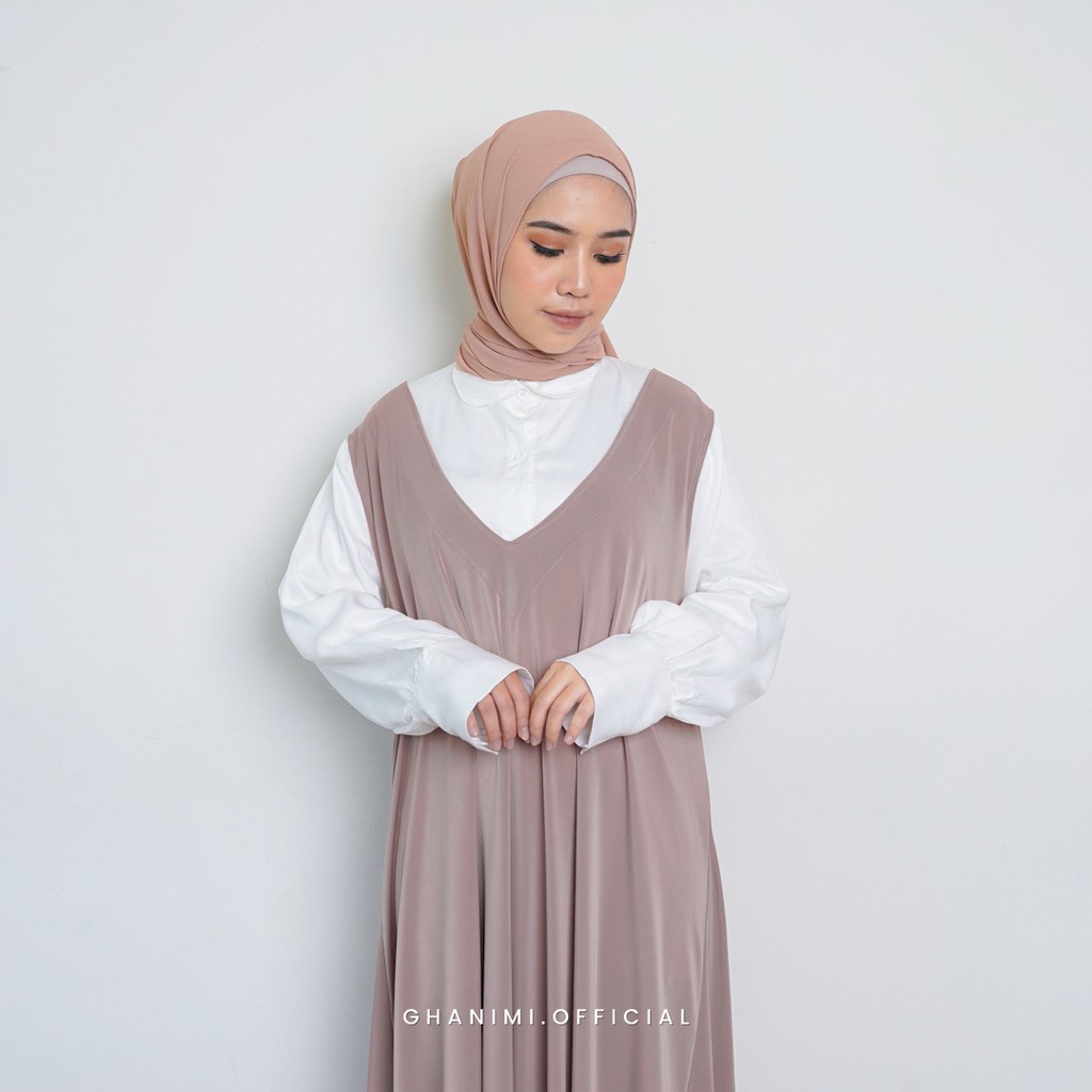 Ghanimi - Delisa Dress / Dress Sleeveles Panjang / Gamis terbaru / Dress kondangan kekinian / Dress tanpa lengan / dress overall / gamis kondangan