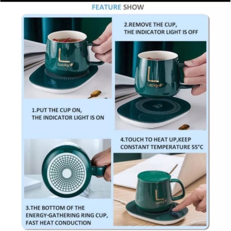 Cangkir penghangat minuman elektrik / mug cangkir pemanas elektrik
