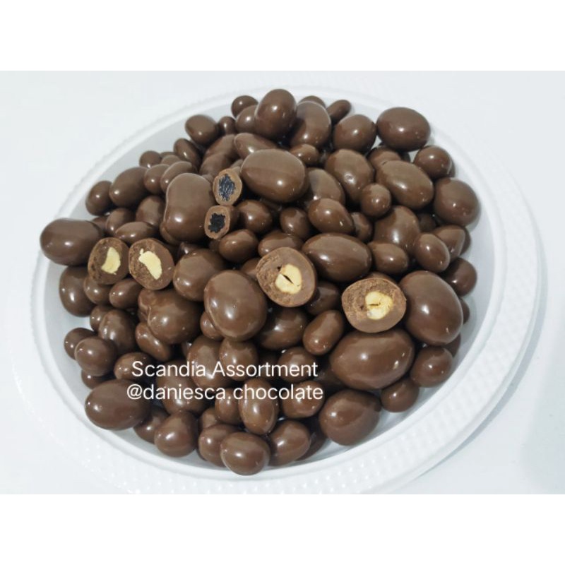 

.500gr coklat Scandia Assortment milk chocolate almond mede Raisin campur ( ds bgr )