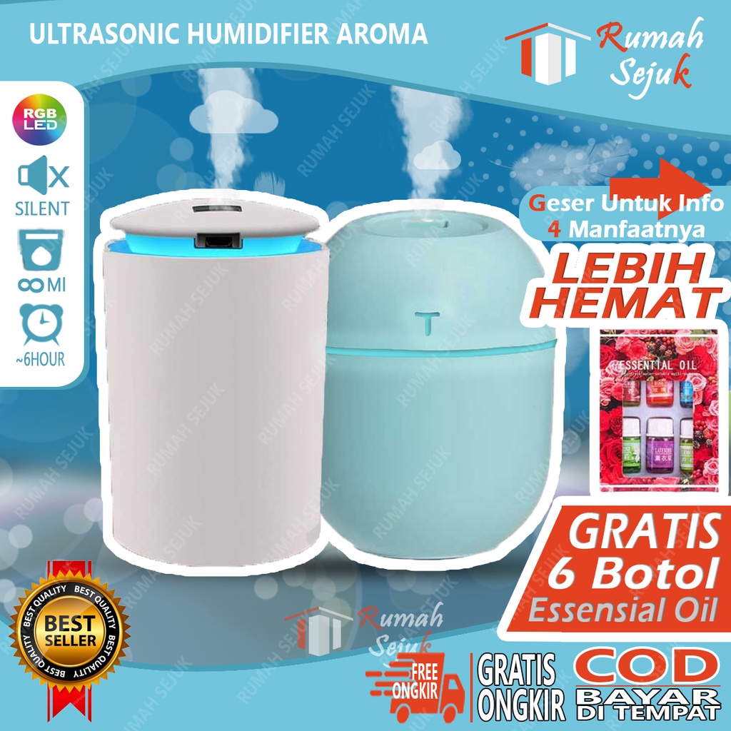 RS - Air Humidifier Diffuser Aromaterapi Alat Pengharum Ruangan Difuser Disfuser Unik Lucu RS-H17 Humdifier Purifier Difusser Defuser Humidifer Humadifier Humudifier Dispuser Humifider Portable Mobil Car Uap Hiasan Kamar Lampu LED Free Gratis Oil