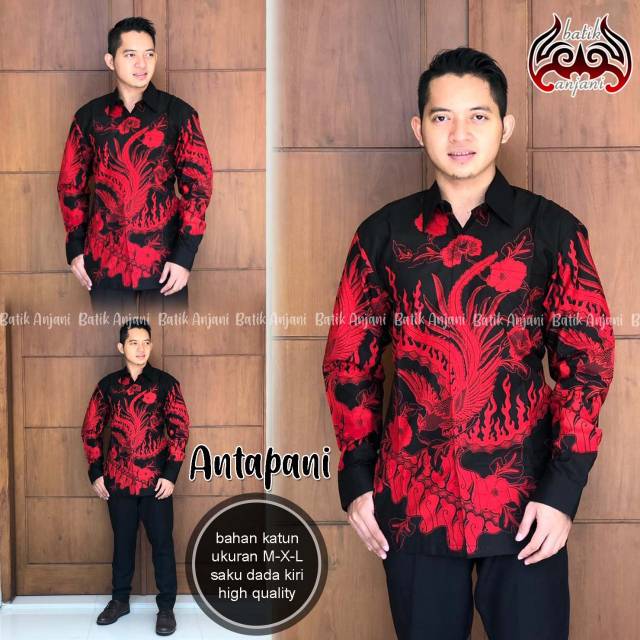 Baju batik pria merah elegan