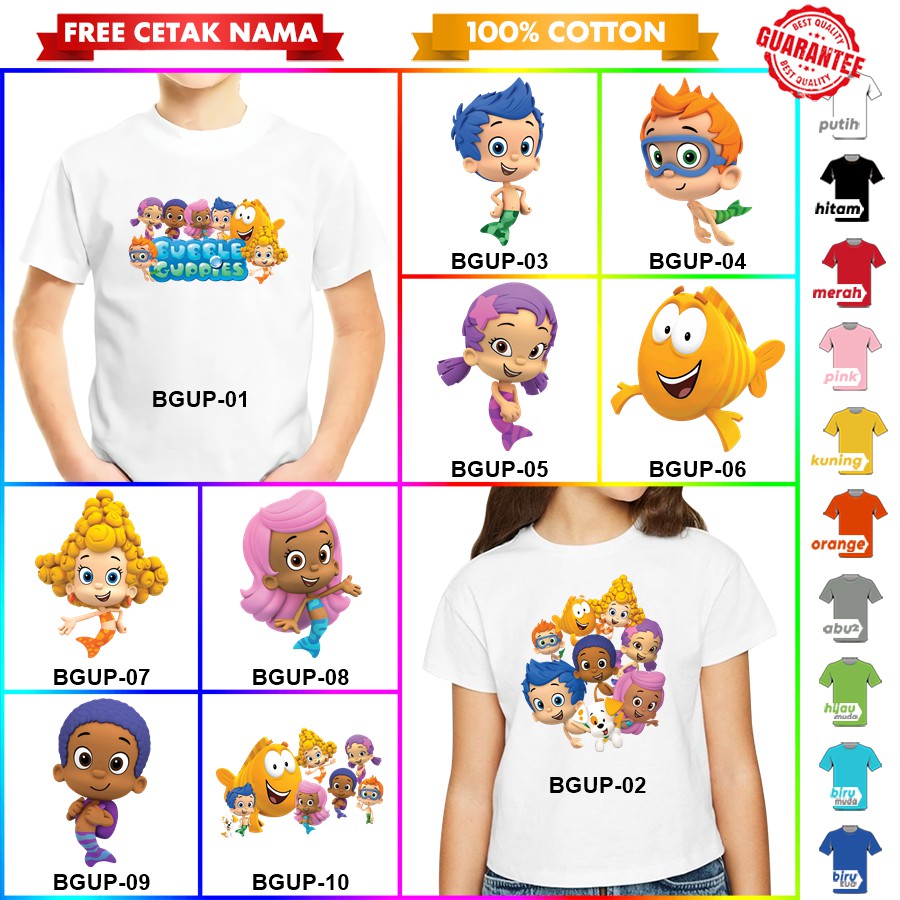 [FREE NAMA!!] Baju Kaos ANAK DAN DEWASA BUBBLE GUPPIES BANYAK MOTIF