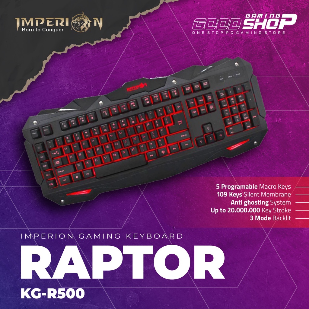 Imperion Rubberdome Keyboard Raptor KG-R500, 5 Programmable Macro Key